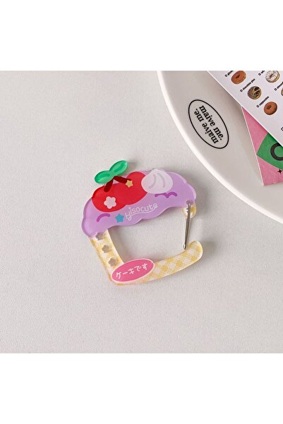 Choice حامل مفاتيح على شكل كعكة صفراء على شكل نجمة من الأكريليك اللطيف على شكل كب كيك فواكه كوري كاواي