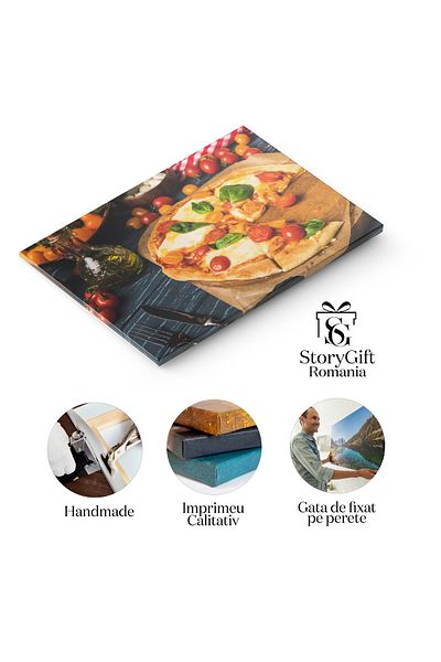 StoryGift Romania Tablou Canvas Pizza Aromata Si Gustoasa Pe Tavita De Lemn O Selectie Culinara Incitanta Si Aro