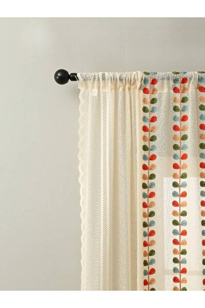 Choice ستائر مطوية ثابتة 140 × 260 سم، بيج كاكي، أربعة ألوان، مطرزة على شكل أ...