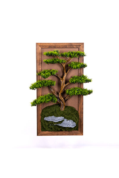 Omnia Concept Bonsai Tableau Magnus-1 - Masif Ahşap Çerçeveli 3 Boyutlu Yapay...