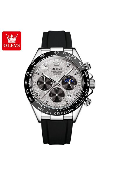 Choice ساعة OLEVS الفاخرة للرجال باللون الرمادي الفضي، ساعات رجالية كوارتز مق...
