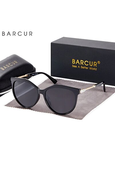 Choice نظارات شمسية نسائية من باركور، مستقطبة، بتصميم عين القطة، باللون الأسود والرمادي، بتصميم دائري متدرج، بتصميم أوكولوس لون