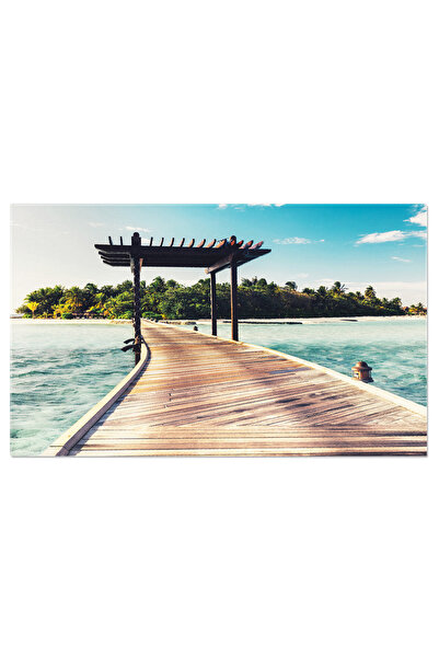 StoryGift Romania Tablou Canvas: Peisaj Cu Ponton In Maldives - Apa Turcoaz S...