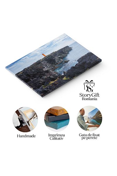 StoryGift Romania Tablou Canvas Farul Pe Stanci In Inaltimile Islandei, Islanda, Atlantic, Peisaj, Far, Ocean 277