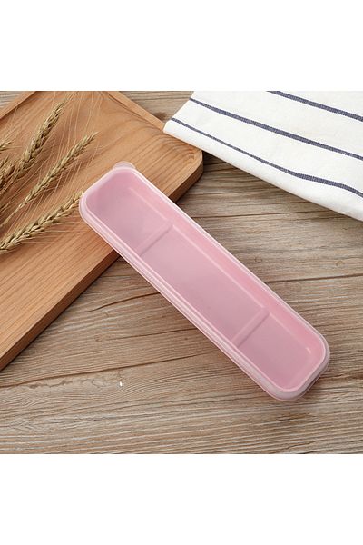 Choice Pink Tableware Box Portable Cutlery Case Spoon Fork Storage Box Students Household Dinnerware Bag Mu