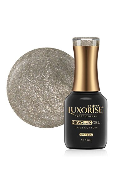 LUXORISE Полуперманентен лак за нокти Revolux LUXORISE, платинено златист 15 мл