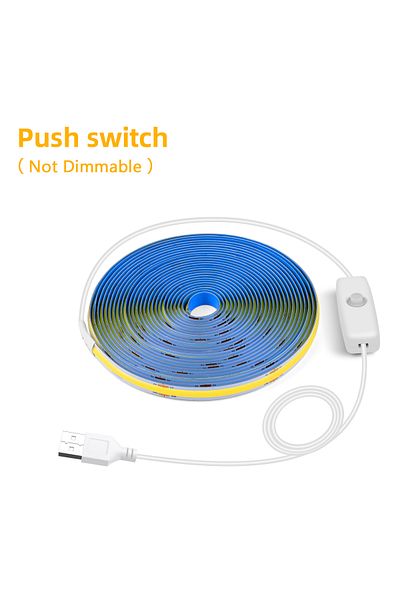 CHNAITEKE 1M WHITE Push Switch Super Bright USB DC 5V COB LED Strip Light 320leds/m with Hand Scan / Dimmable