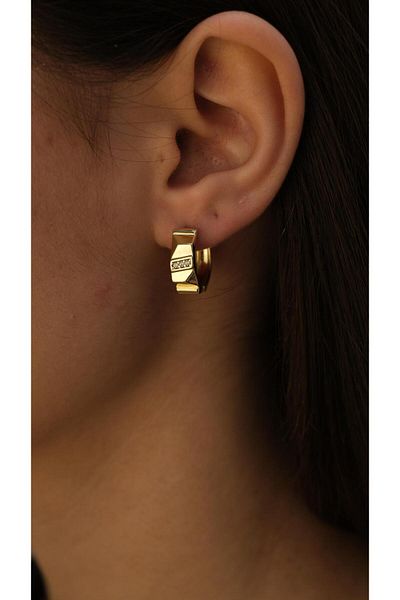 Jerie Gold Zircon Stone Serrated Mini Hoop Earrings