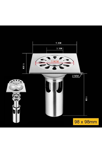 Choice 98mm Double F Stainless Steel Floor Drains Anti-odor Drainer Shower St...