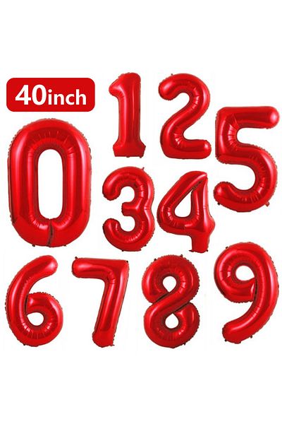 Choice 2 40inch RED 40英寸 Red Number 0-9 Aluminum Foil Balloon Suitable for Birthday Party Graduation Ceremo
