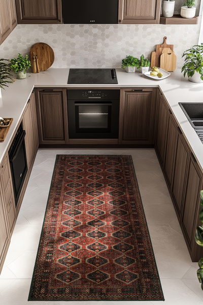 Cool Halı Private Bordo Mutfak Halısı Yolluk Leke Tutmayan Tezgah Önü Mutfak ...