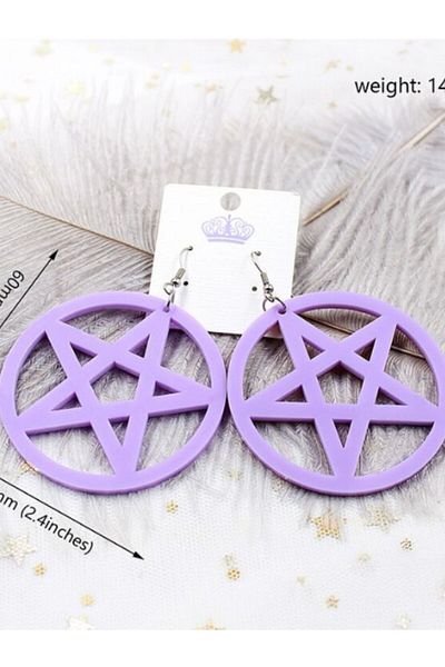 SYGGY Penthagram earrings, pentagram, purple