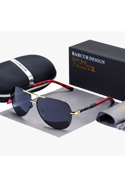 Choice نظارات شمسية BARCUR أصلية باللون الذهبي الرمادي للرجال، نظارات شمسية ك...