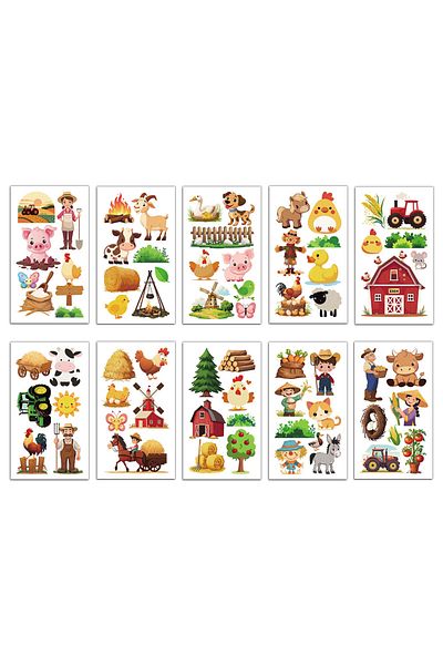 Choice 10PCS 10PCS Farm Animal Tattoo Stickers Exquisite Children's Toy Cartoon Safe Water Stickers Arm Fac