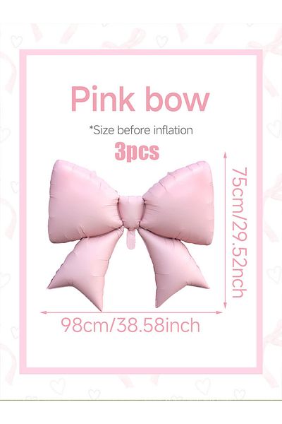 Choice Bow Other Bow 3pcs Large Pink Bow Aluminum Film Balloons for Baby Shower Girl Gender Reveal Birthday