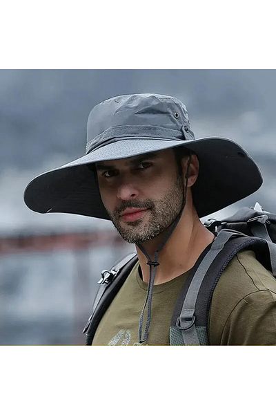 Choice Grey New Sun Protection Fishing Hat Summer Breathable Mesh Camping Hiking Caps Anti-UV Sun Hat Mount