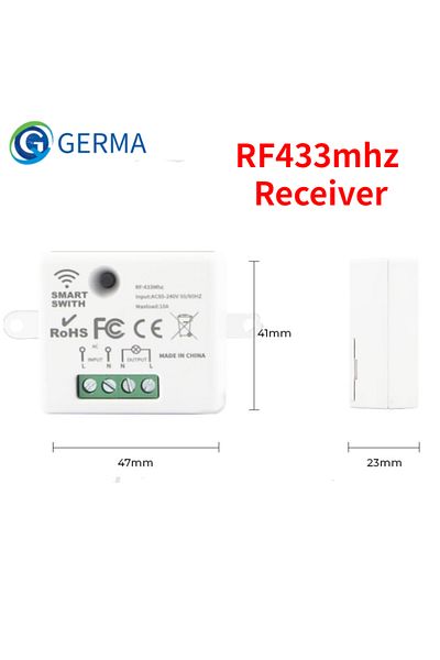 GERMA جهاز استقبال واحد GERMA Mini Module ذكي لاسلكي يعمل بمفتاح دفع للإضاءة بتردد 433 ميجاهرتز للتحكم عن بعد في الأجهزة الكهربائية المنزلية