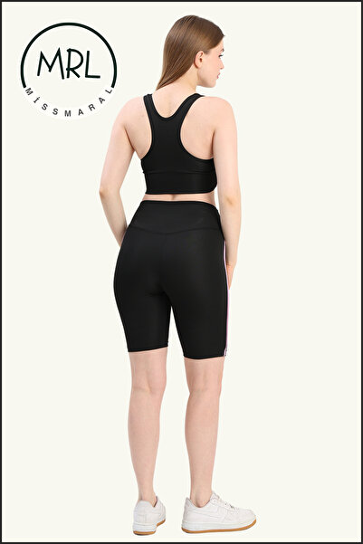 missmaral Women's Black High Waist Recovery Biker Shorts Short Sports Tights Lycra Diver Biker Tights 1043