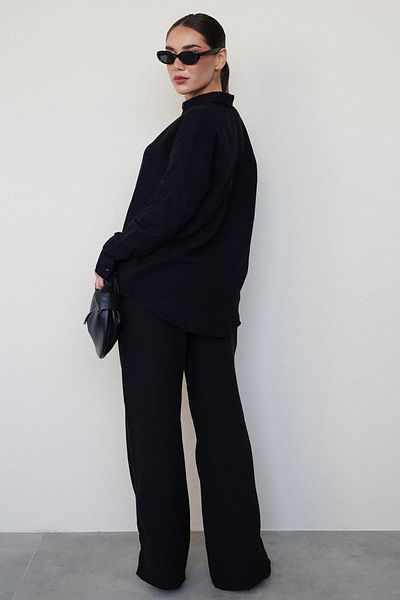 Madmext Black Basic Women's Shirt Pants Suit Mg2461