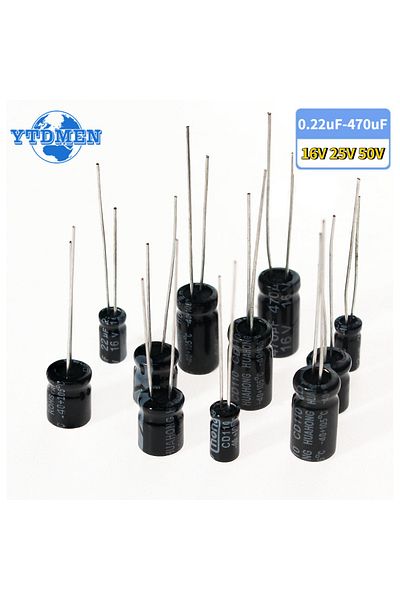 YTDMEN 120pcs 12 Values Electrolytic Capacitor 0.22UF-470UF Aluminum Electrolytic Capacitors Assortment ...