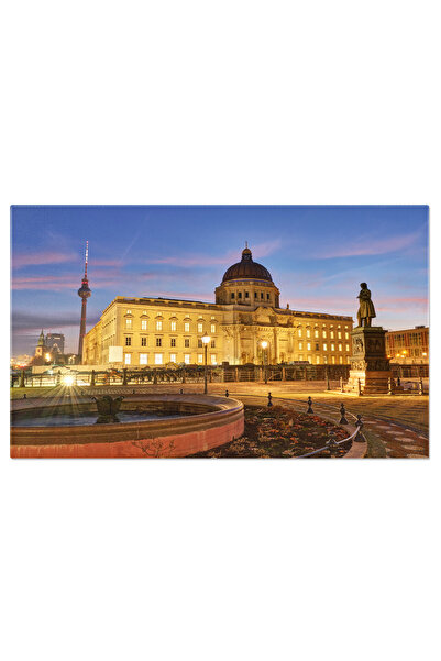 StoryGift Romania Tablou Canvas Palatul Orasului Reconstruit Si Faimosul Televizor, Arhitectura 4588