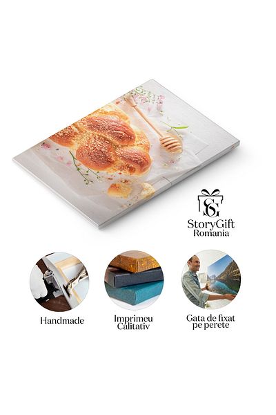 StoryGift Romania Tablou Canvas Challah Auriu Facut In Casa Coapta Intro Brutarie De Acasa O Paine Traditionala