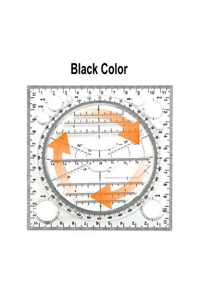 Choice Black Color-1pc Multifunction Rotatable Ruler Drawing Template Art Design Architect Stereo Geometry