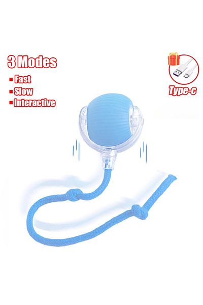 Choice Rope-blue Cat Interactive Ball Toy Auto Rolling Ball With Tail Rechargeable Smart Pet Interactive To