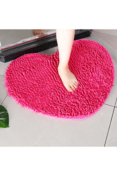 Choice 50x60cm rose red Chenille Heart Bathroom Floor Mats Home Bedroom Bathr...