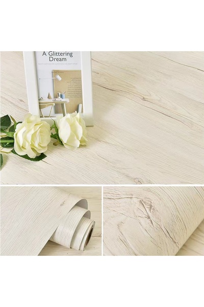 Choice ملصق حائط من الفينيل المقاوم للماء مصنوع من خشب القيقب الأبيض مقاس 50 × 200 سم، بعرض 50 سم، ديكور منزلي