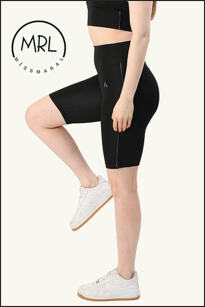 missmaral Women's Black High Waist Recovery Biker Shorts Short Sports Tights Lycra Diver Biker Tights 1043