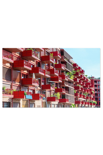 StoryGift Romania Tablou Canvas Arhitectura Moderna In Rosu, Oras, Cladire, U...