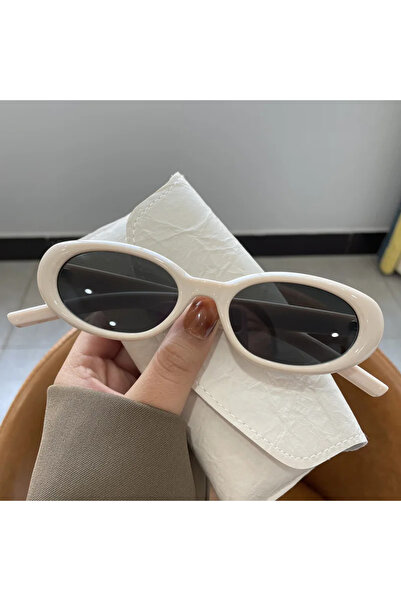 Choice نظارات شمسية بيضاء للنساء، نظارات شمسية بيضاوية، نظارات بتصميم عتيق، ن...