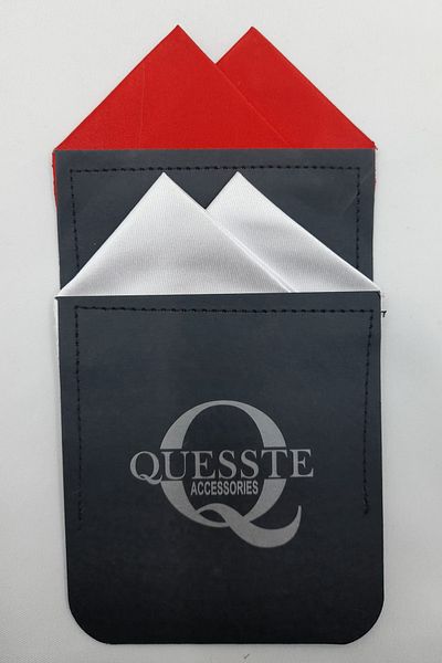 Quesste Accessory Men's 2-Pack Red White Ready Folded Triangle Model Pocket Collar Handkerchief