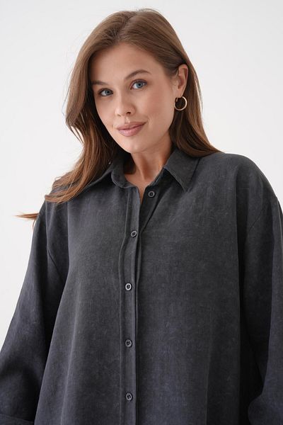 minaaise Cămașă oversize cu tunică cu model antracit pentru femei 29180