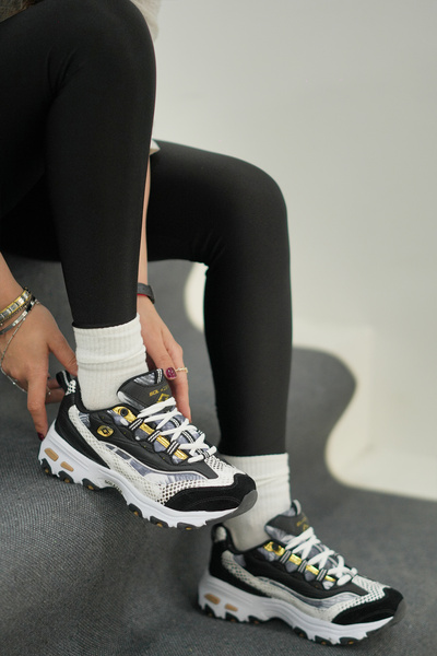 SOLAZER Kadın Siyah Desenli Sneaker Günlük Rahat Spor Ayakkabı 049