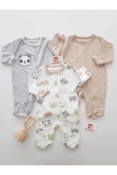 ilkimbebe Big Panda 3-Piece Baby Jumpsuit