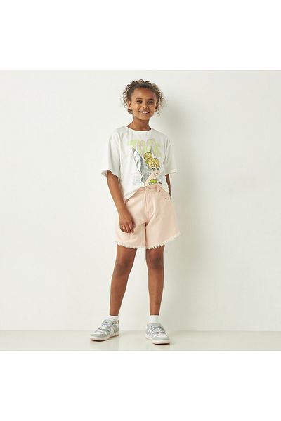 Juniors Denim Shorts With Pockets And Button Closure