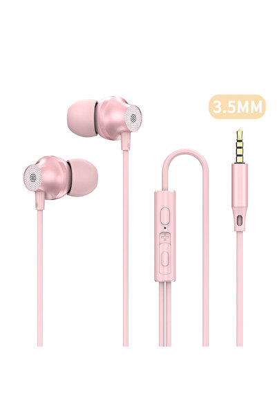 Choice سماعات أذن سلكية رقمية وردية اللون مقاس 3.5 مم مزودة بمنفذ AUX/Type C،...