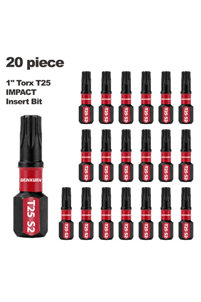 choice2 20PCS GEINXURN Impact Tough #25 Torx 1 in. Insert Driver Bits,Magneti...