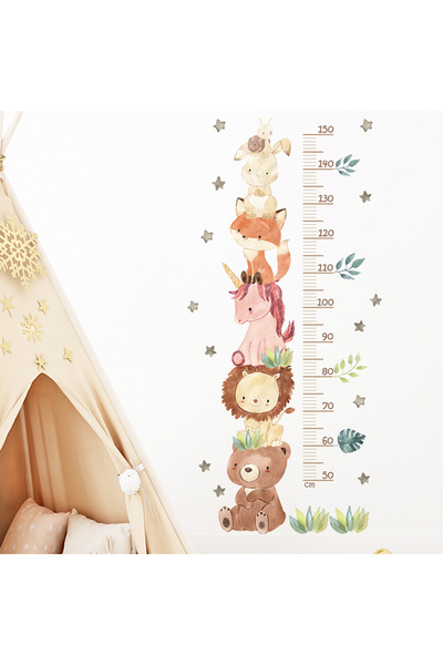 Choice ملصقات حائط من 3 قطع على شكل مسطرة ارتفاع حيوانات كرتونية من Ruller437...