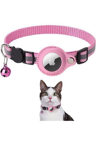 Choice Neck 22-32cm Pink Airtag Case Collar for Cats with Protective Case for Anti Lost Locator Tracker Dog