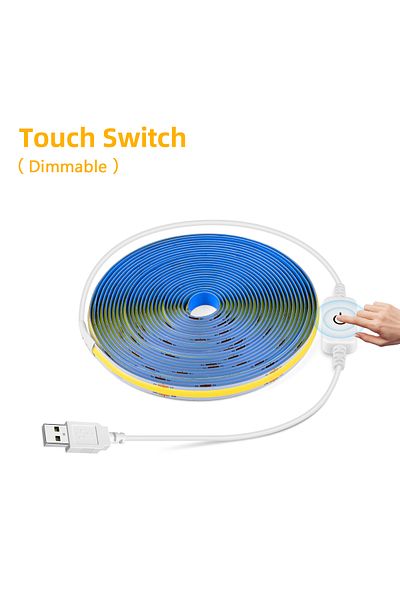 CHNAITEKE 1m Natural White Touch Dimming Switch Super Bright Usb Dc 5v Cob Led Strip Light 320leds/m With Hand