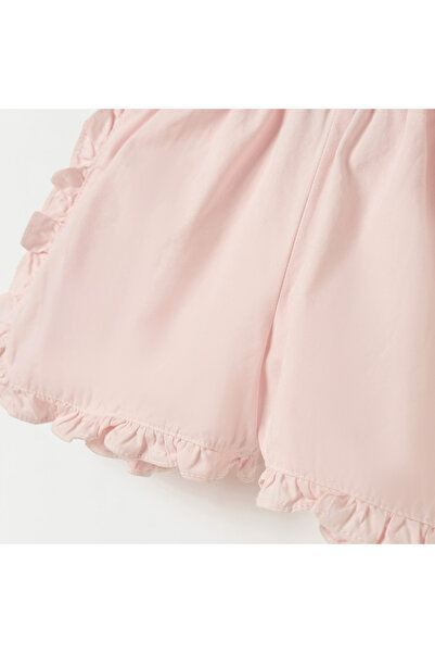 Juniors Solid Shorts With Ruffle Detail And Elasticated Waistband