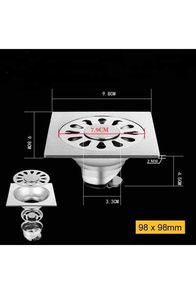 Choice 98mm Double D Stainless Steel Floor Drains Anti-odor Drainer Shower St...