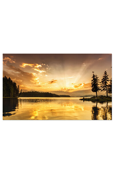 StoryGift Romania Tablou Canvas - Tranquility On The Lake - Apus De Soare Peste Lac Si Munte