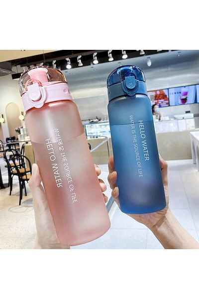 fulina 780ml Portable Transparent Water Bottle,Leakproof Seal,Locking Buckle Design,with Hand Strap,Pink