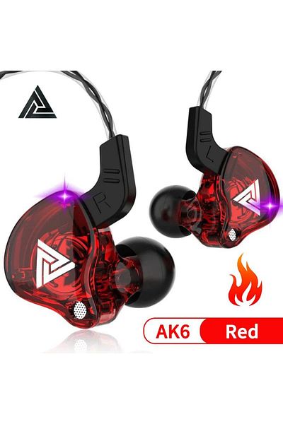 Choice AK6-Red Original QKZ AK6 Copper Driver HiFi Wired Earphone Race Sport Headphone Bass Stereo Headset