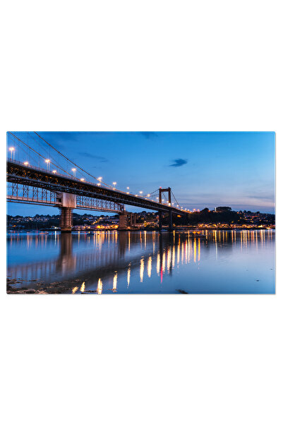 StoryGift Romania Tablou Canvas Raul Tamar In Plymouth, Noapte, Lumina, Rau, Oras, Apa, Calatorie 4599