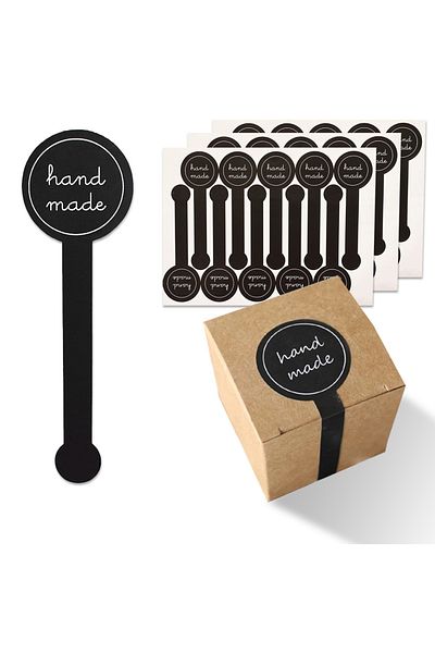 Choice 100pcs 100/200pcs Black Hand Made Long Sealing Sticker Pudding Bottle Sticker, Baking Box Label Stic